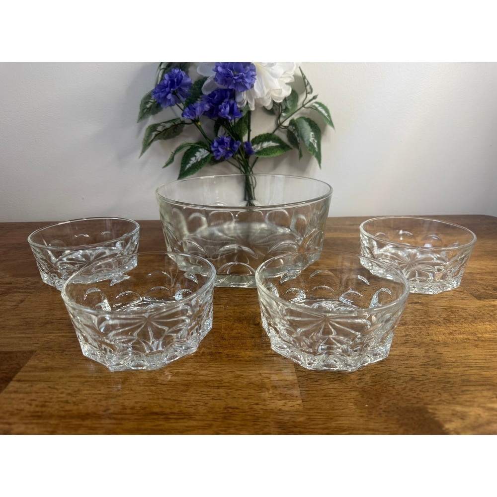 Saint Gobain Crystal Serving Bowl Set Vintage French Glass Dessert Fruit‎ Salad